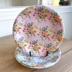 Vintage Shabby Chic Ceramic Chintz Floral Salad Plates 8” Dessert Plates Cottage